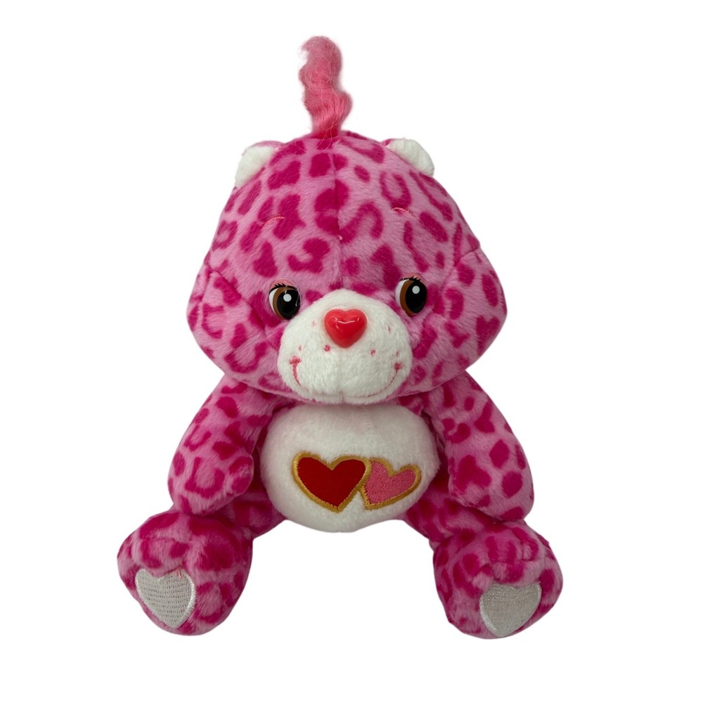 Care Bears Love-a-lot Bear Plush Pink Leopard Animal Print 8" 2004 Play Along